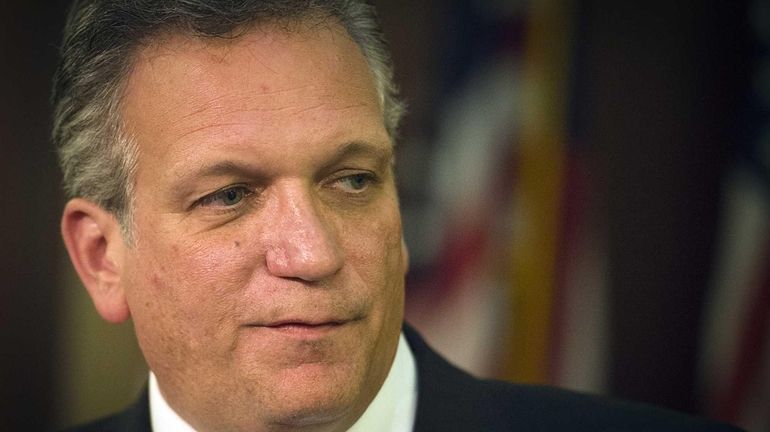 Nassau County Executive Edward Mangano shown speaking during a press...