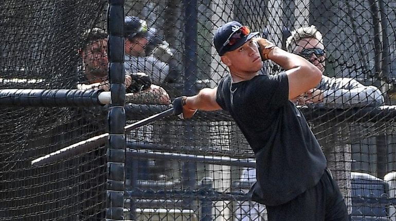 Yankees Aaron Judge takes batting practice at the Yankees minor...