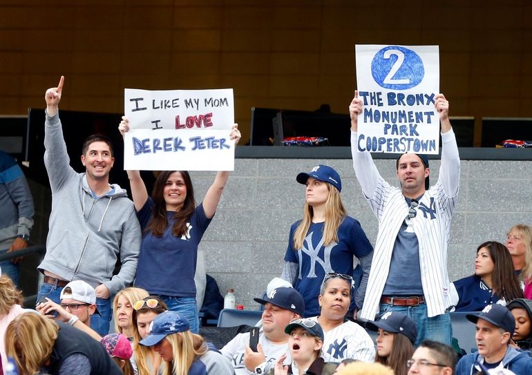 Derek Jeter unveils the Monument Park Plaque with Hannah Jeter at