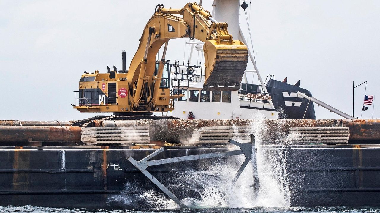 Tappan Zee Bridge concrete and steel sunk south of Moriches Inlet for