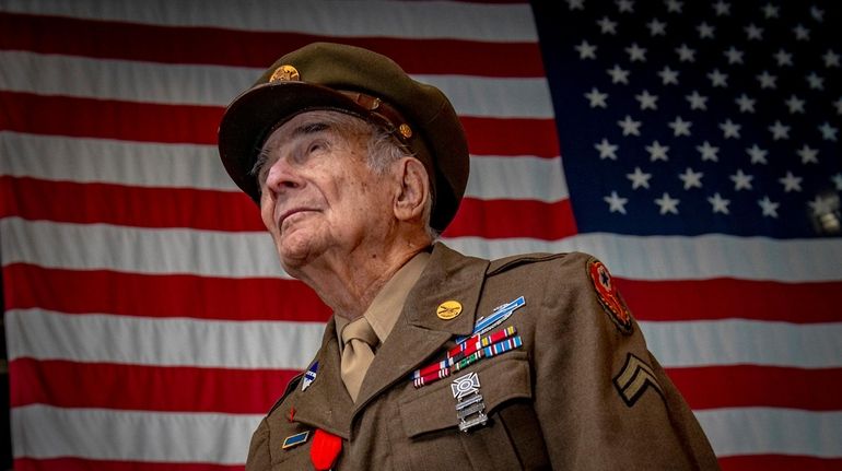 World War II veteran David Marshall of Baldwin, dressed in his...