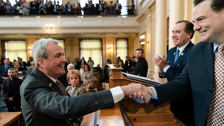 New Jersey Gov. Phil Murphy meets with Senate President Nicholas...