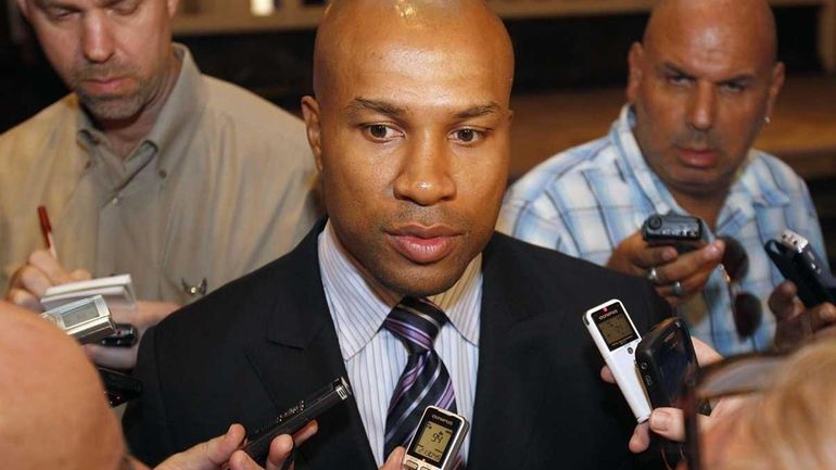 Derek Fisher, President of the National Basketball Players Association speaks...