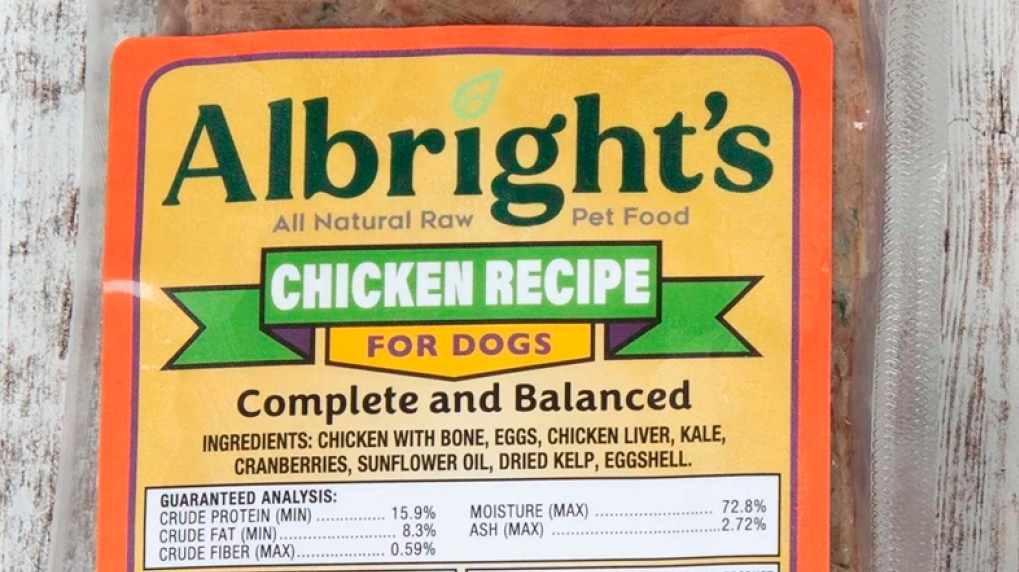 National raw dog food maker Albright's recalls chicken product over potential salmonella risk