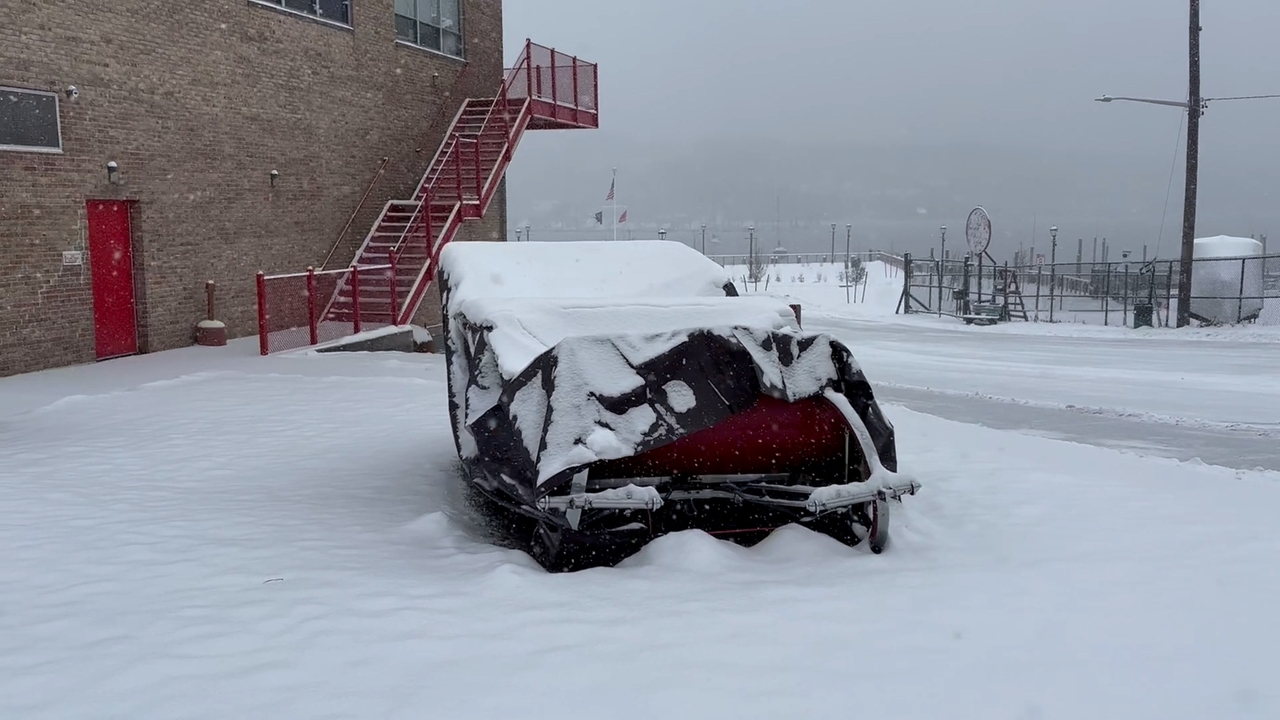 Sled from 'Elf' right at home covered in snow in Huntington - Newsday