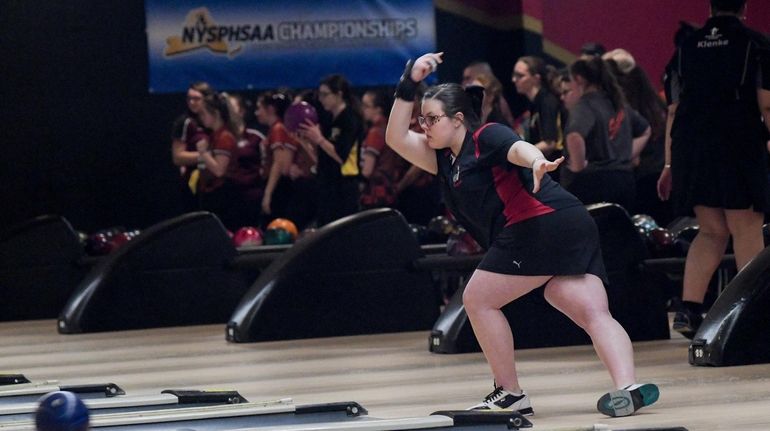 East Islip's Julianna Spina competes in the NYSPHSAA Bowling Championships...