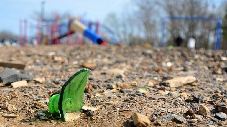 Debris at Roberto Clemente Park in Brentwood is shown in...