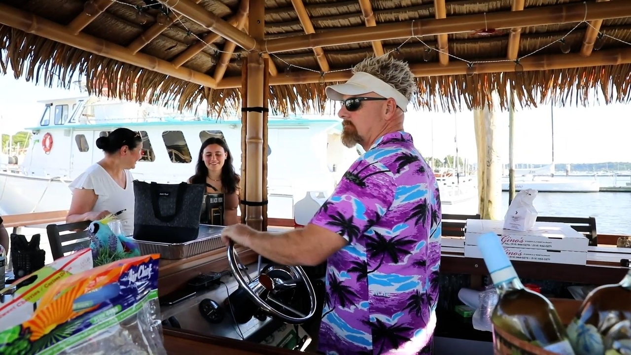 A 'tiki' boat is cruising Long Island shores. Hop aboard. Newsday