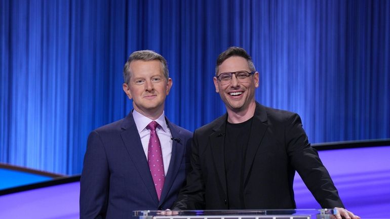 "Jeopardy!" host Ken Jennings, left, with Islip's Will Weiss.