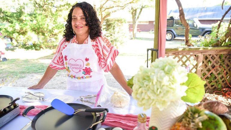 Elisa Irvolino getting ready to demonstrate how to make yuca...