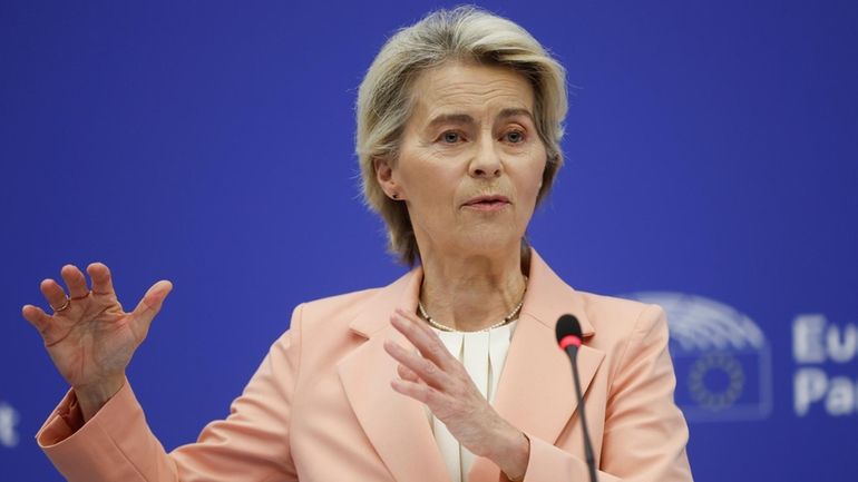 European Commission President Ursula von der Leyen presents her new...