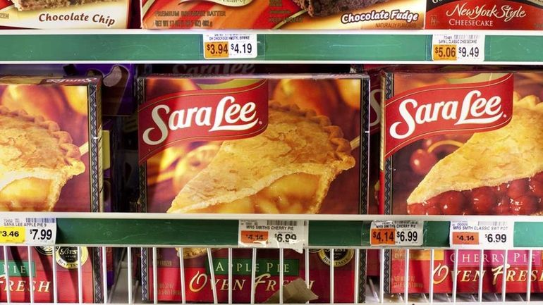 Boxes of Sara Lee Corp. frozen pies are displayed for...