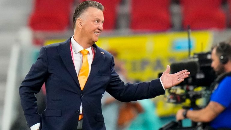 Head coach Louis van Gaal of the Netherlands smiles prior...