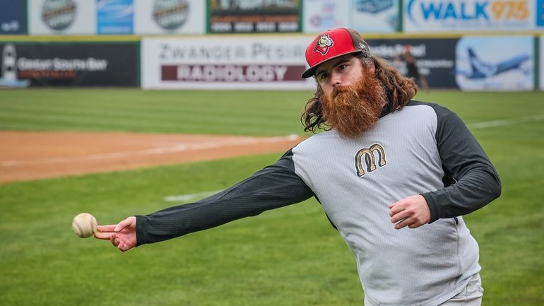 Pitcher Norman Coleman-Goodin throws during the Long Island Ducks open...