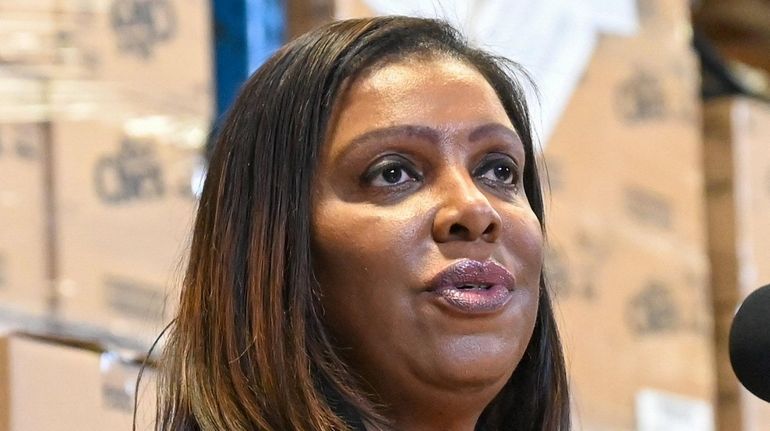 New York State Attorney General Letitia James at a news conference...