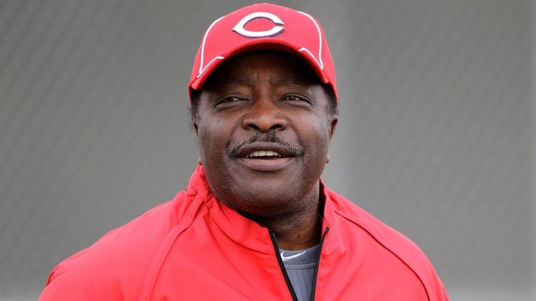 Cincinnati Reds Hall of Fame second baseman Joe Morgan watches...