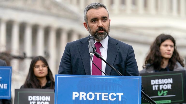 New Mexico Attorney General Raúl Torrez speaks during a rally...