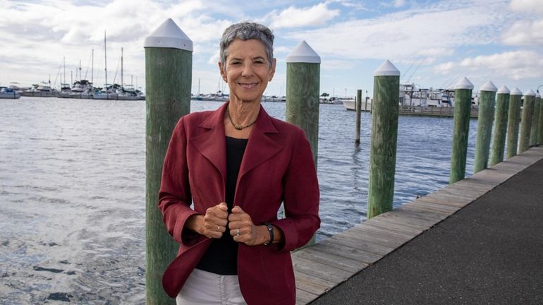 Susan Barbash, seen here, at the Fire Island Ferries terminal...