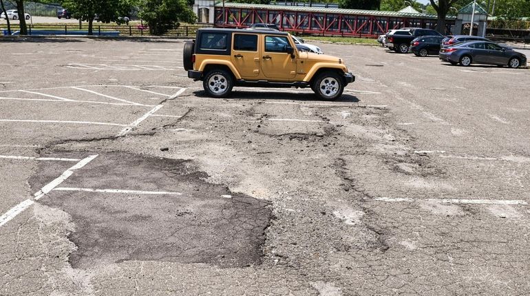 The rough surface at the Huntington Station Long Island Rail Road southeast parking...
