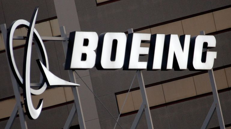 The Boeing logo is displayed in El Segundo, Calif., on...