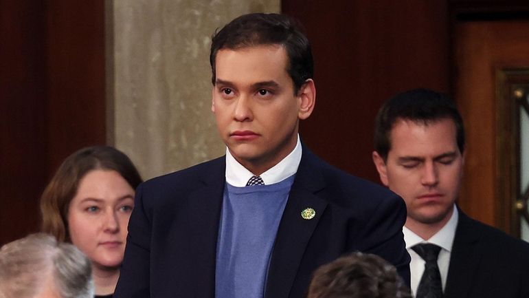 Rep.-elect George Santos (R-Nassau/Queens) shown on the House floor on...