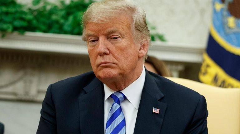 President Donald Trump during a meeting in the Oval Office...