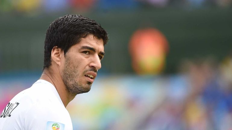 Uruguay's forward Luis Suarez attends the Group D football match...