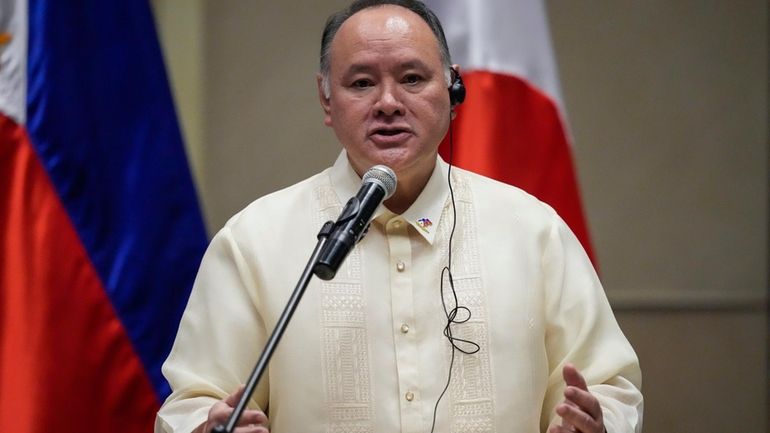 Philippines' Defense Secretary Gilberto Teodoro Jr. speaks during a press...