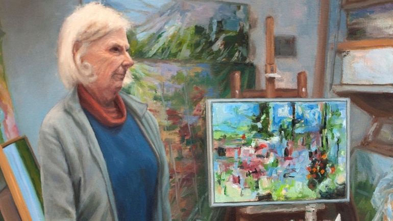 Doug Reina's painting "Ty Stroudsburg in Her Studio" (2018) is...