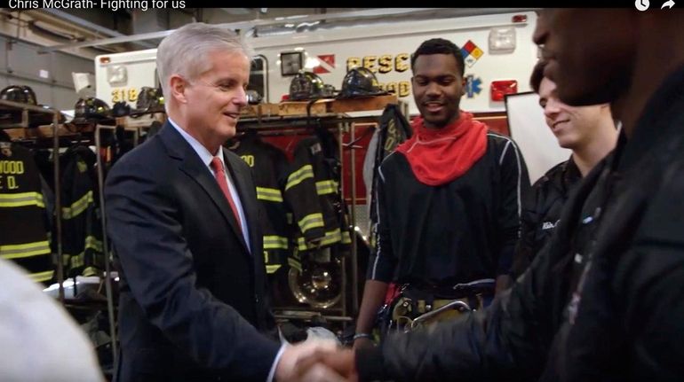 Attorney Christopher McGrath, Republican candidate for State Senate, appears with...