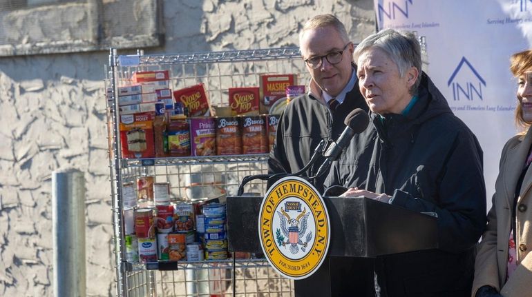 The INN's director, Jean Kelly, right, with Hempstead Supervisor Don...