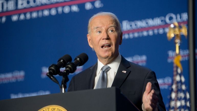 President Joe Biden delivers remarks at the Economic Club of...