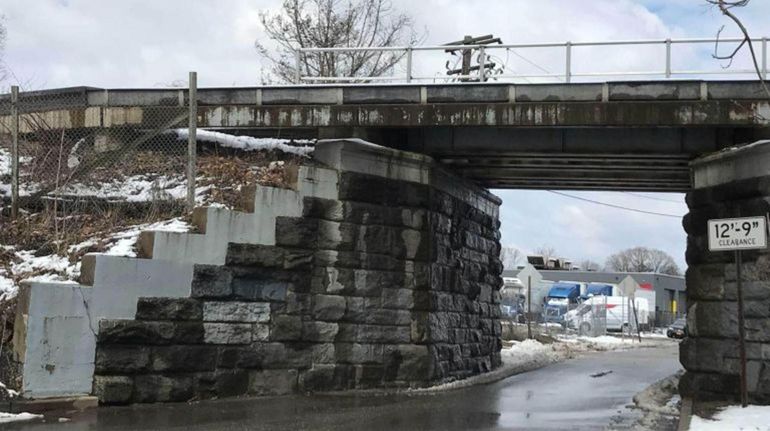 The Denton Avenue Long Island Rail Road bridge in Garden City...