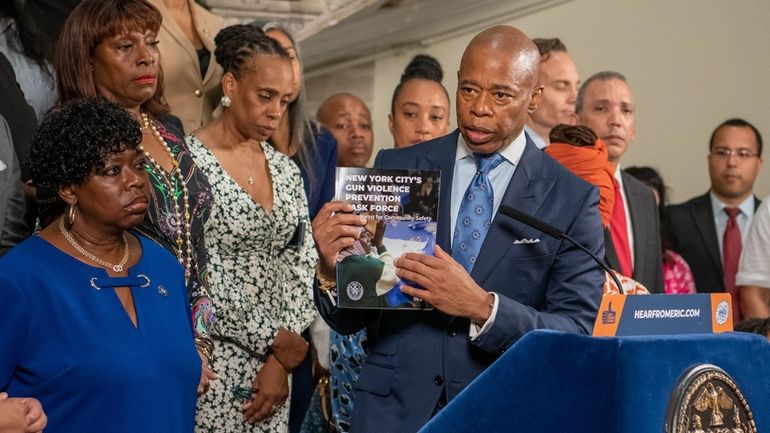 Mayor Eric Adams, along with New York Gov. Kathy Hochul,...