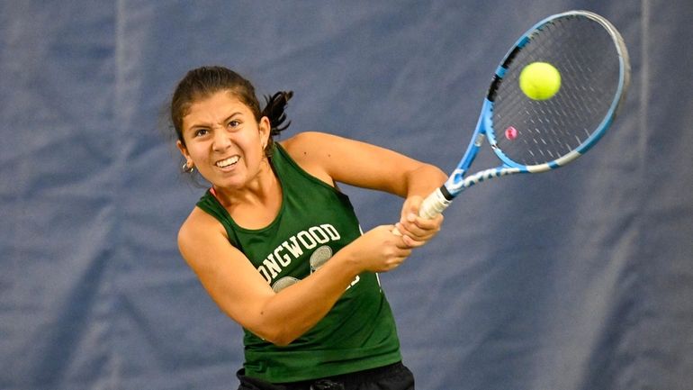 Longwood’s Victoria Matos during the Girls Tennis semi final round...