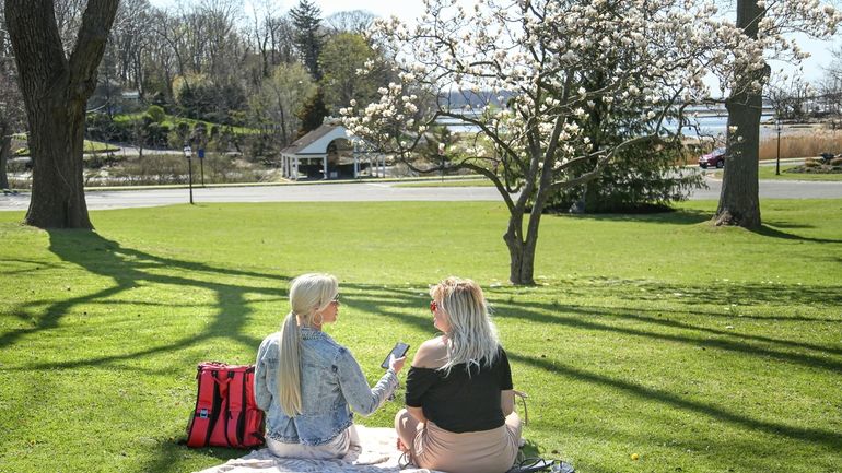 A get-together on the Stony Brook Village Green last week....