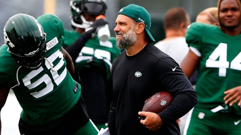 Jets defensive coordinator Jeff Ulbrich during training camp at the Atlantic Health Jets...