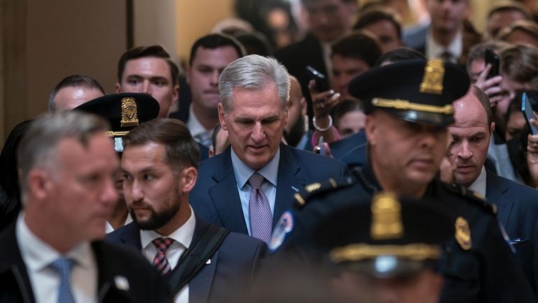 Rep. Kevin McCarthy, R-Calif., leaves the House floor after being...