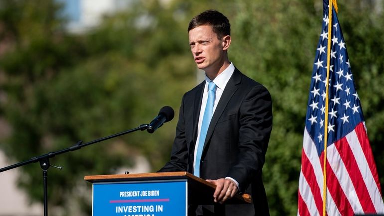 Iowa State Auditor Rob Sand speaks during an event at...