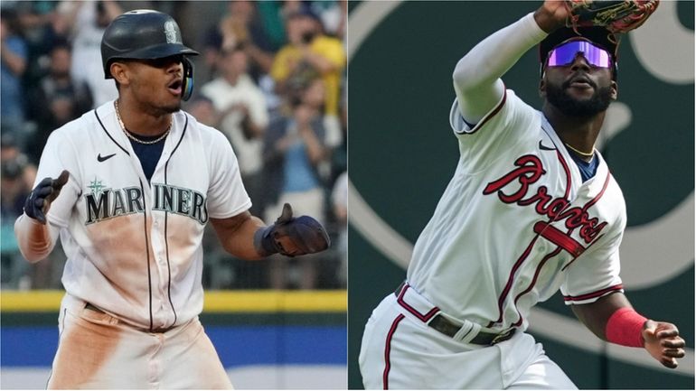 The Mariners' Julio Rodriguez, left, and Atlanta's Michael Harris II.