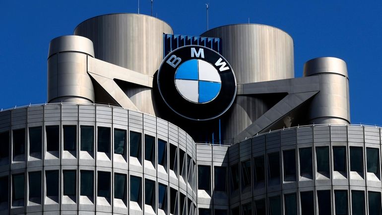 The logo of German car manufacturer BMW is fixed at...