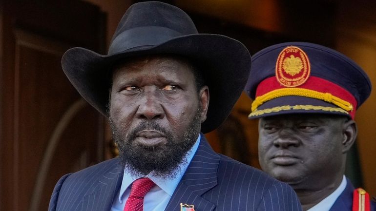 South Sudan's President Salva Kiir arrives at Juba's Presidential Palace,...