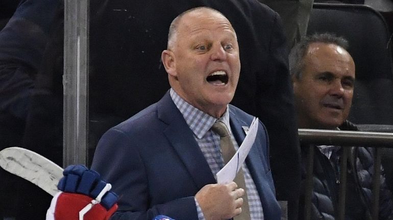 Rangers head coach Gerard Gallant reacts in the first period...