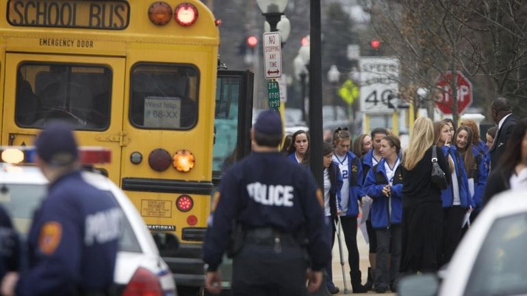 Members of the West Babylon High School girls soccer team...