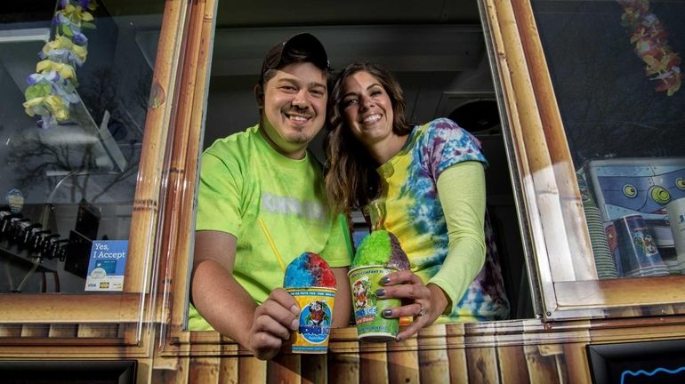 Frozen-treat sellers Shaun and Kim Beymolla, of North Babylon, are...