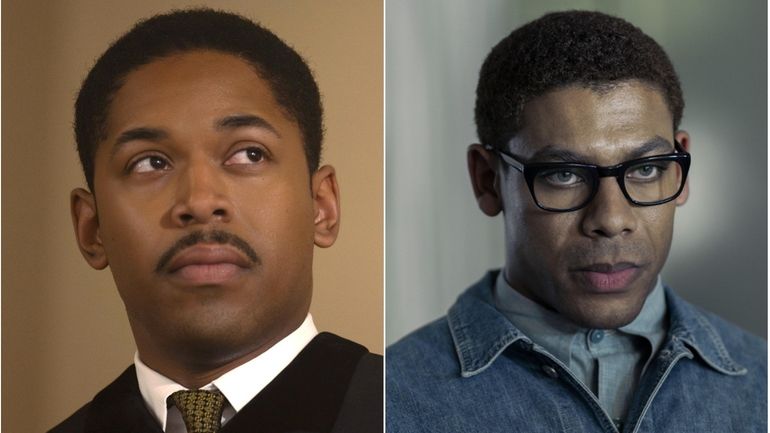 Kelvin Harrison Jr., left, as Martin Luther King Jr. and Aaron...