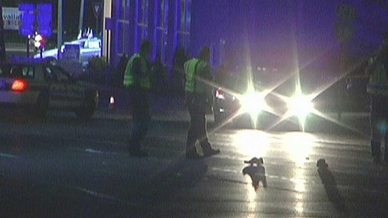 Suffolk County police investigate the scene of a hit-and-run that...