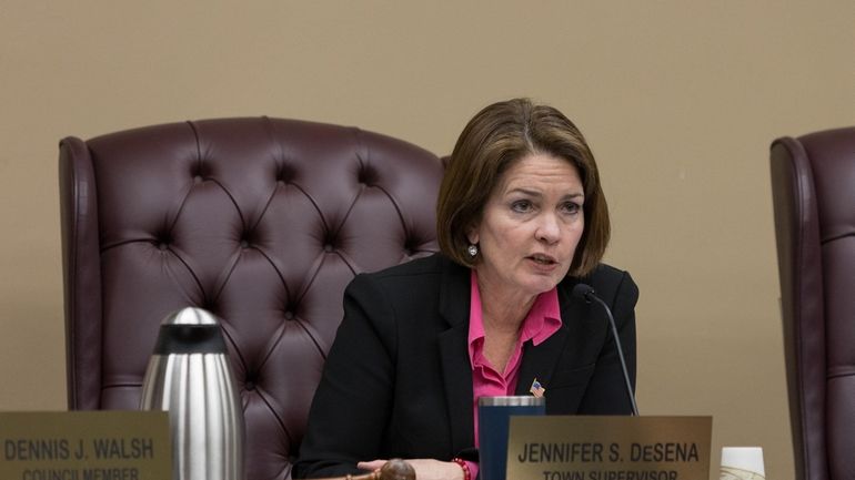 North Hempstead Town Supervisor Jennifer DeSena speaks during a town...