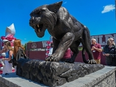 Wildcat formation: Walt Whitman High School's mighty statue