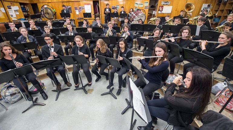 Music students from North Shore High School during practice in...